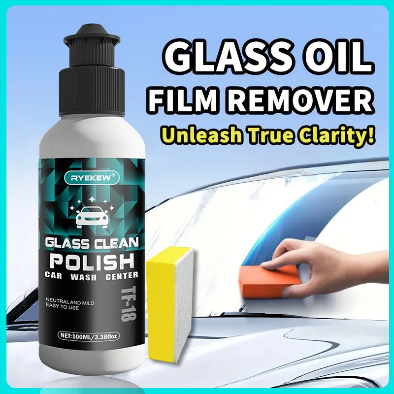 Car Glass Oil Film Remover – Crystal Clear Vision & Rain Repellent Coating