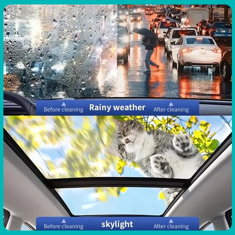 Car Glass Oil Film Remover – Crystal Clear Vision & Rain Repellent Coating