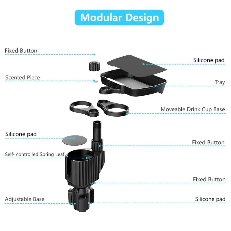 CarNest™ 2-in-1 Cup Holder Expander with Food Tray – No More Mess While Driving