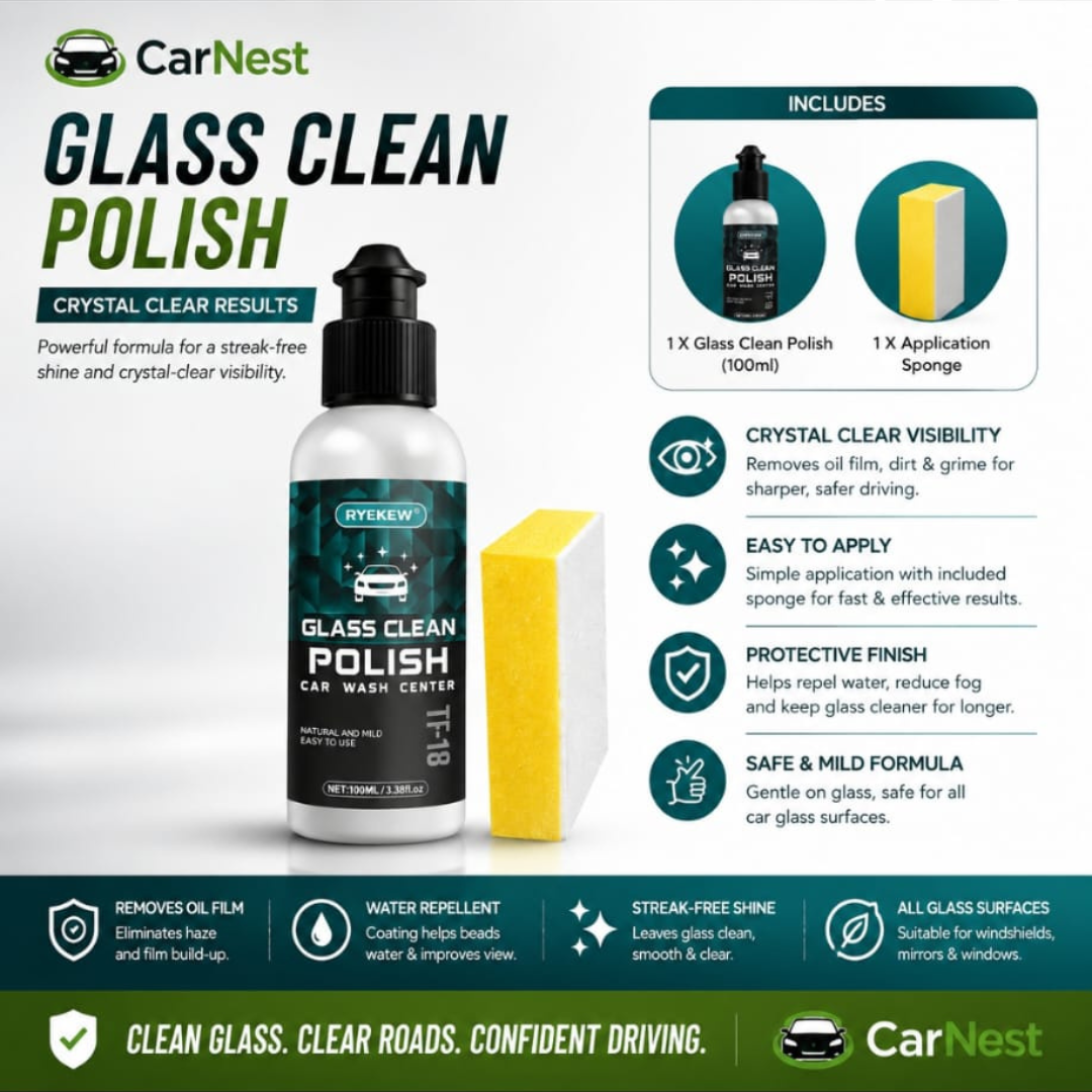 Car Glass Oil Film Remover – Crystal Clear Vision & Rain Repellent Coating