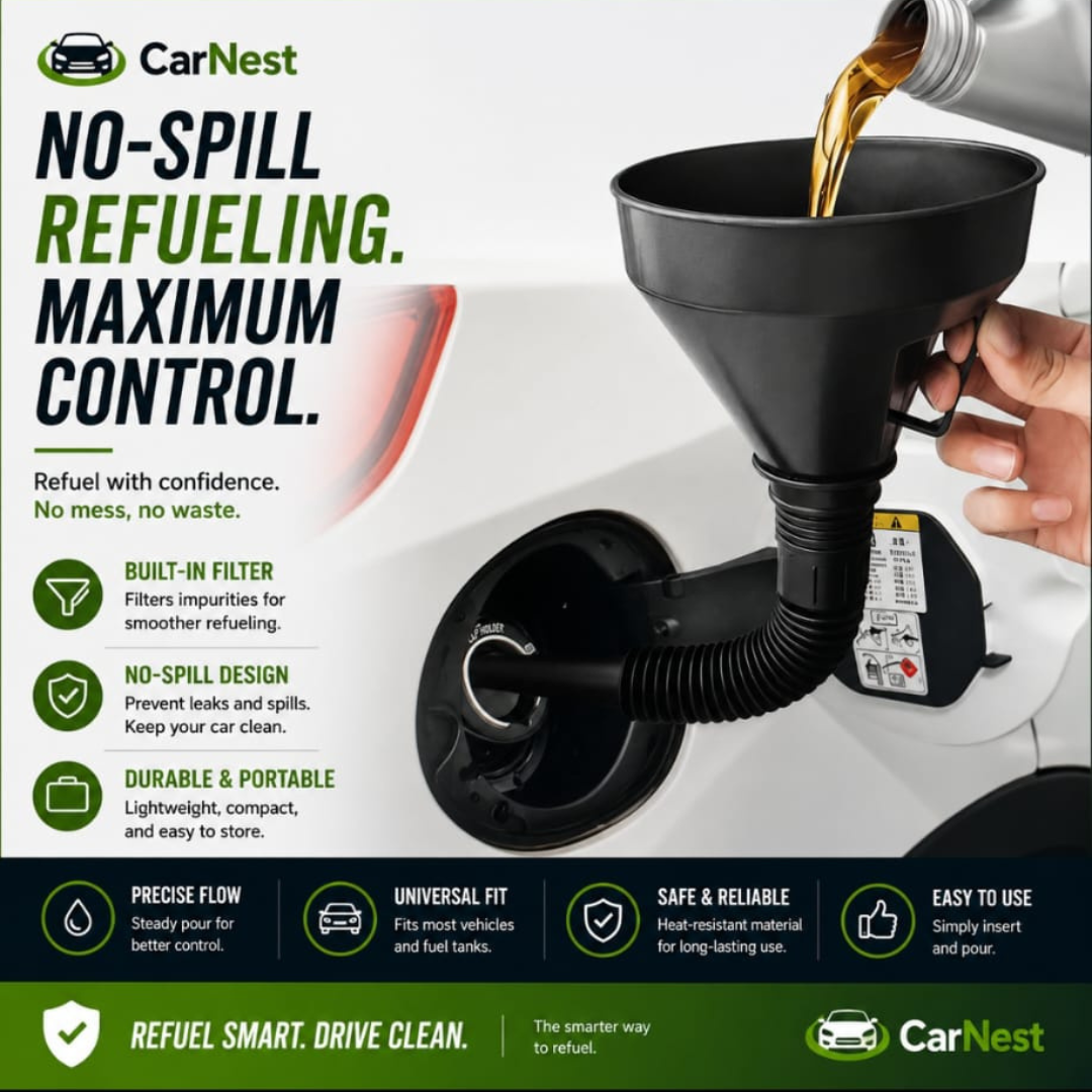 Car Fuel Funnel Pro – No-Spill Refueling Tool with Built-in Filter