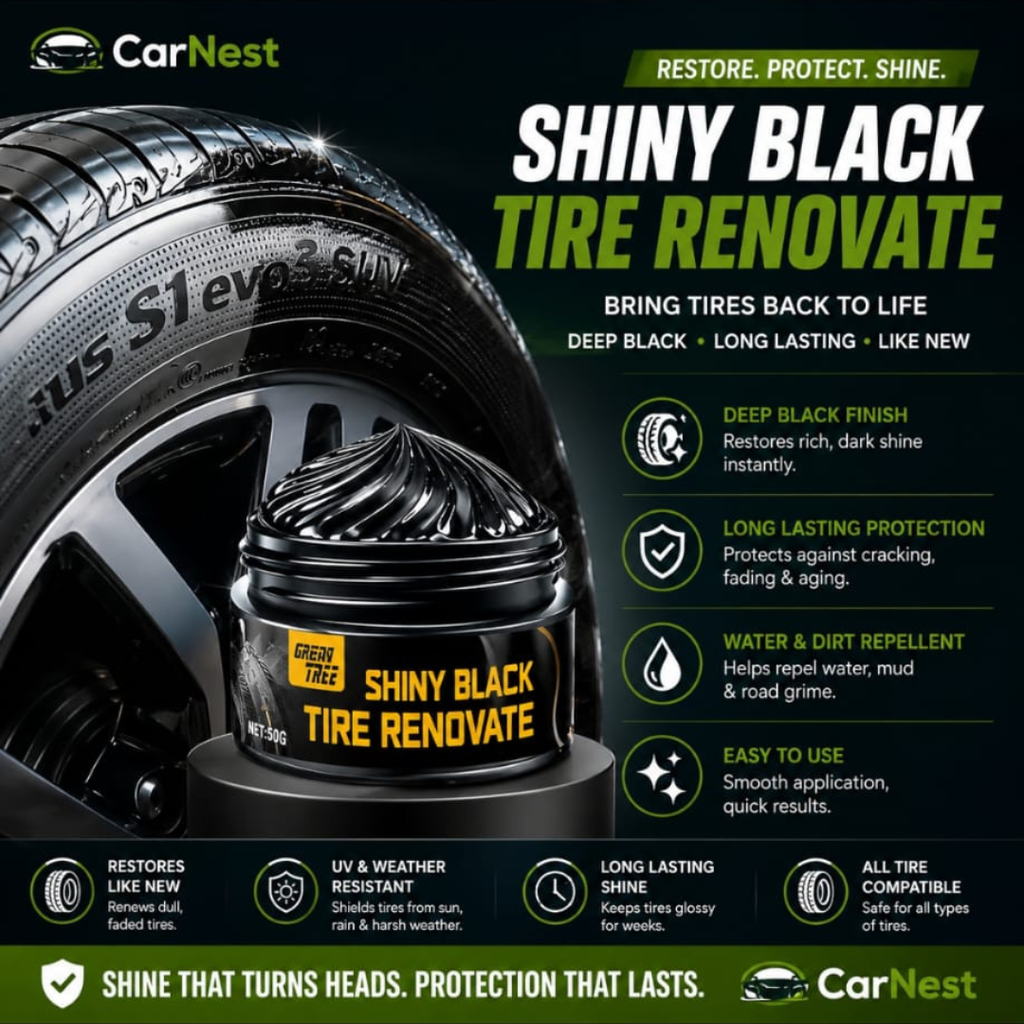 CarNest™ Tire Shine & Plastic Restorer – Restore Faded Trim & Remove Scratches in Minutes
