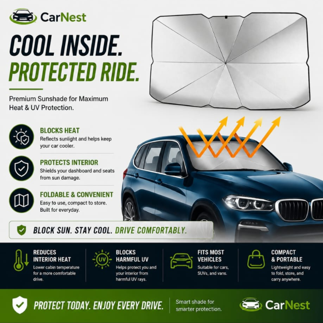 Stay Cool Anywhere  Foldable Car Sunshade – Universal Heat & UV Protection