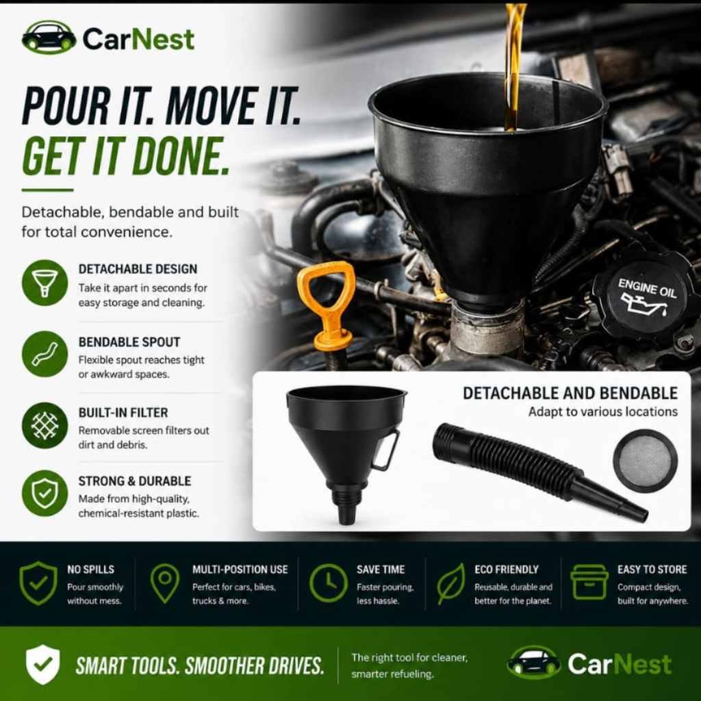 Car Fuel Funnel Pro – No-Spill Refueling Tool with Built-in Filter
