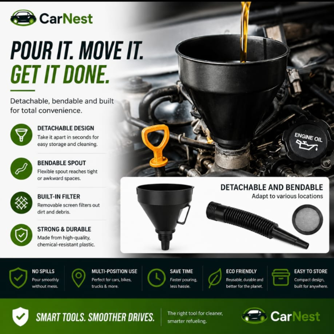 Car Fuel Funnel Pro – No-Spill Refueling Tool with Built-in Filter