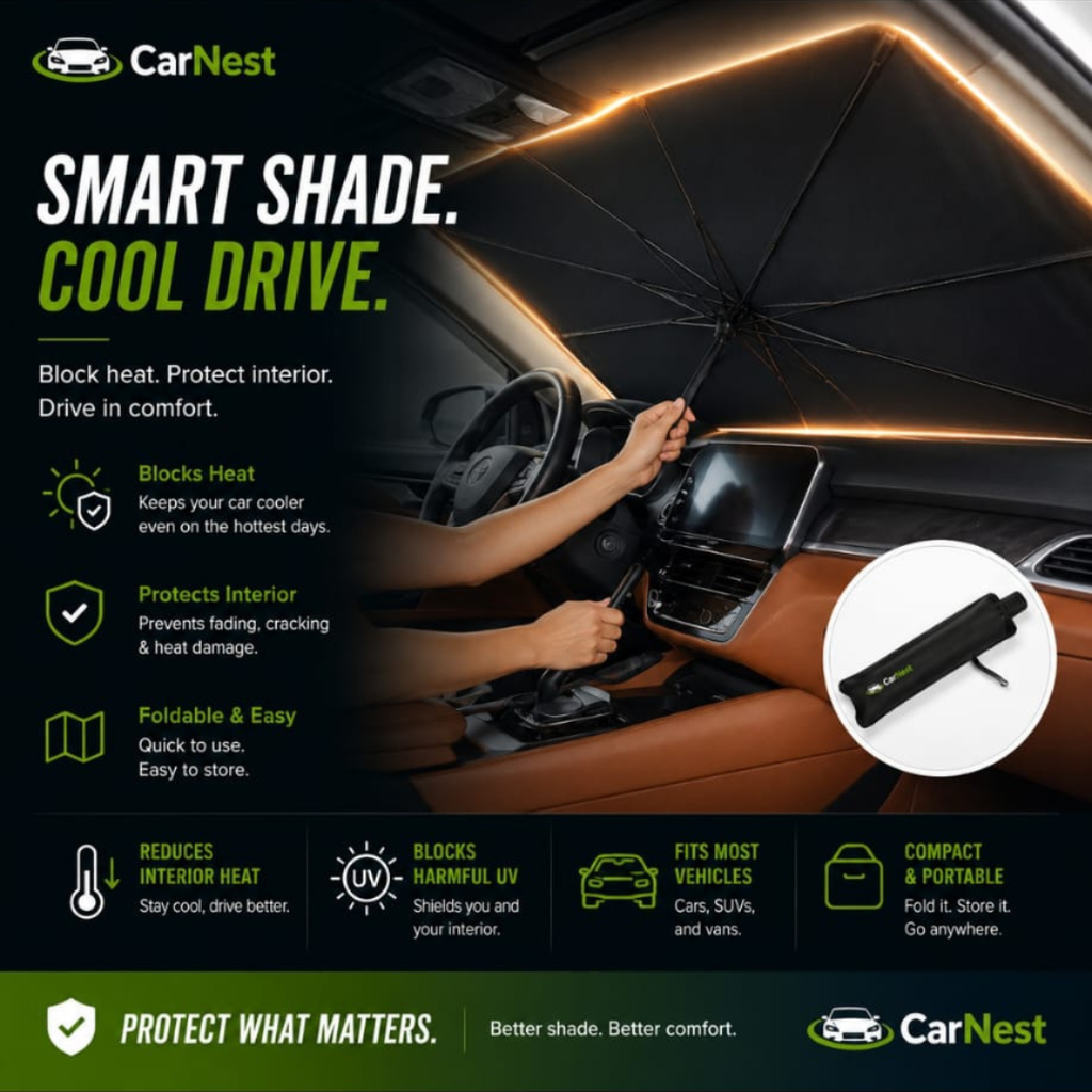 Stay Cool Anywhere  Foldable Car Sunshade – Universal Heat & UV Protection