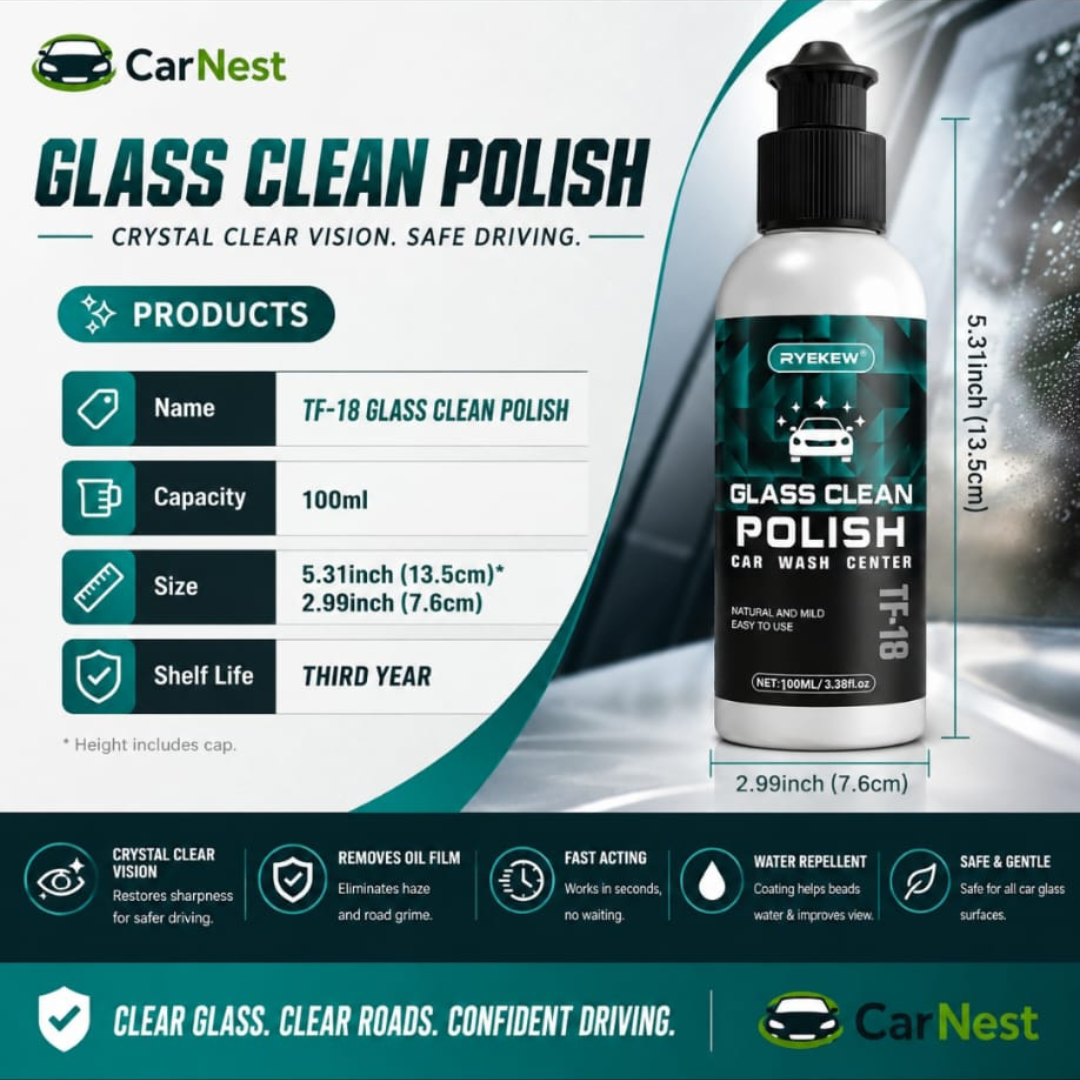 Car Glass Oil Film Remover – Crystal Clear Vision & Rain Repellent Coating