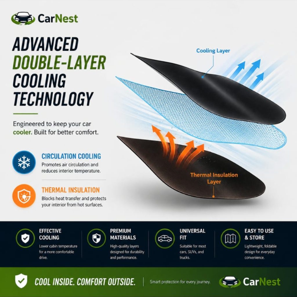 Stay Cool Anywhere  Foldable Car Sunshade – Universal Heat & UV Protection