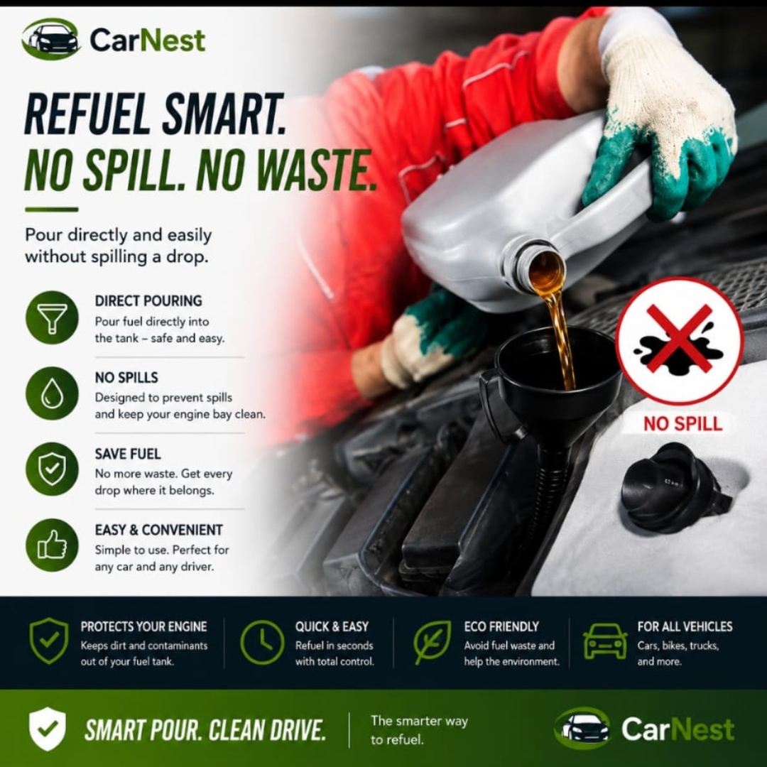 Car Fuel Funnel Pro – No-Spill Refueling Tool with Built-in Filter